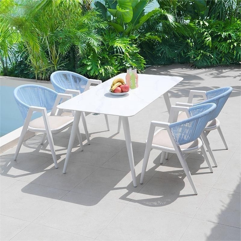 Outdoor Aluminium Metal Patio Rattan Garden Set French Bistro Chair Leisure Balcony Rattan Chair Set