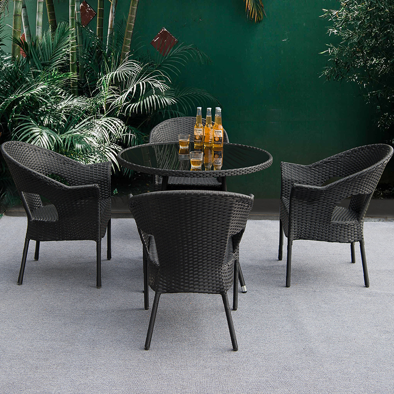 Outdoor Black Wicker Armchair Outdoor Dining Set Garden Furniture Outdoor Furniture Chairs And Table