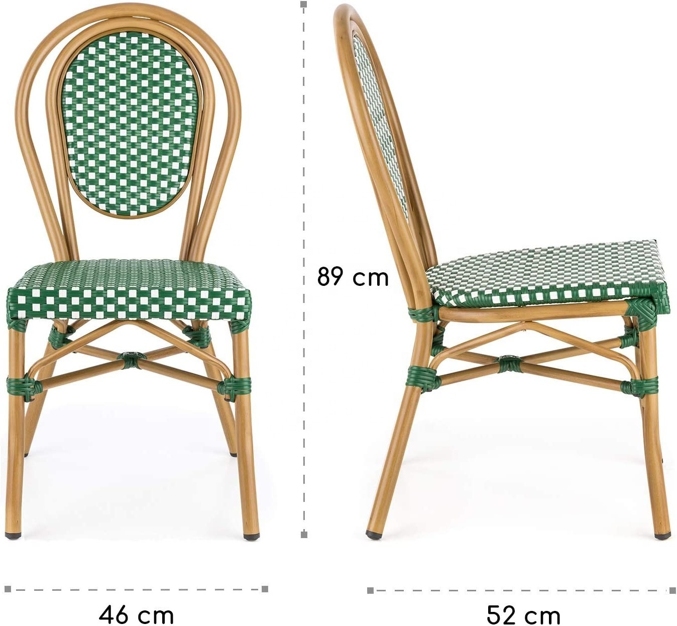 Outdoor patio furniture PE Rattan Patio Garden french bistro chairs rattan French Bistro cafe Chairs