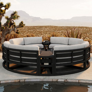 Luxury Metal Frame Sectional Sofa Outdoor Aluminum Furniture Round Patio Sofa Outdoor Furniture Round Garden Sofa