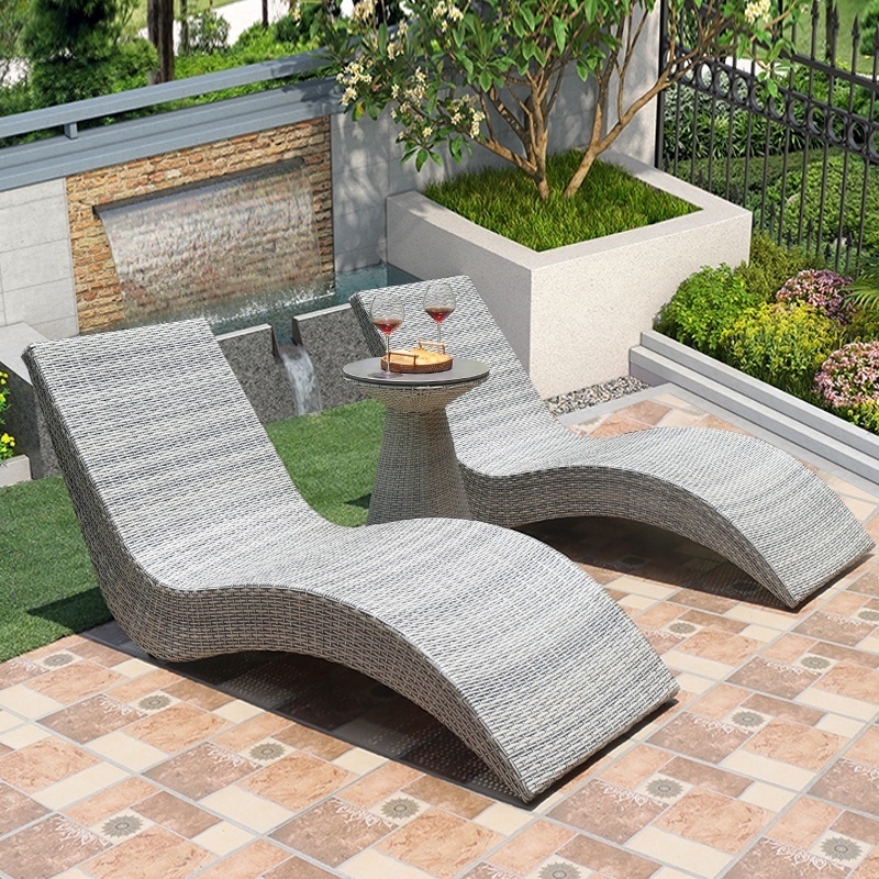 Modern design rattan sun lounger chaise furniture swimming pool outdoor lounge chairs Uland Modern Hotel Wholesale outdoor patio