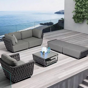 Top Quality Modern Modular Design Luxury Hotel Outdoor Furniture Sofa Outdoor Garden Woven Rope Sofa Set