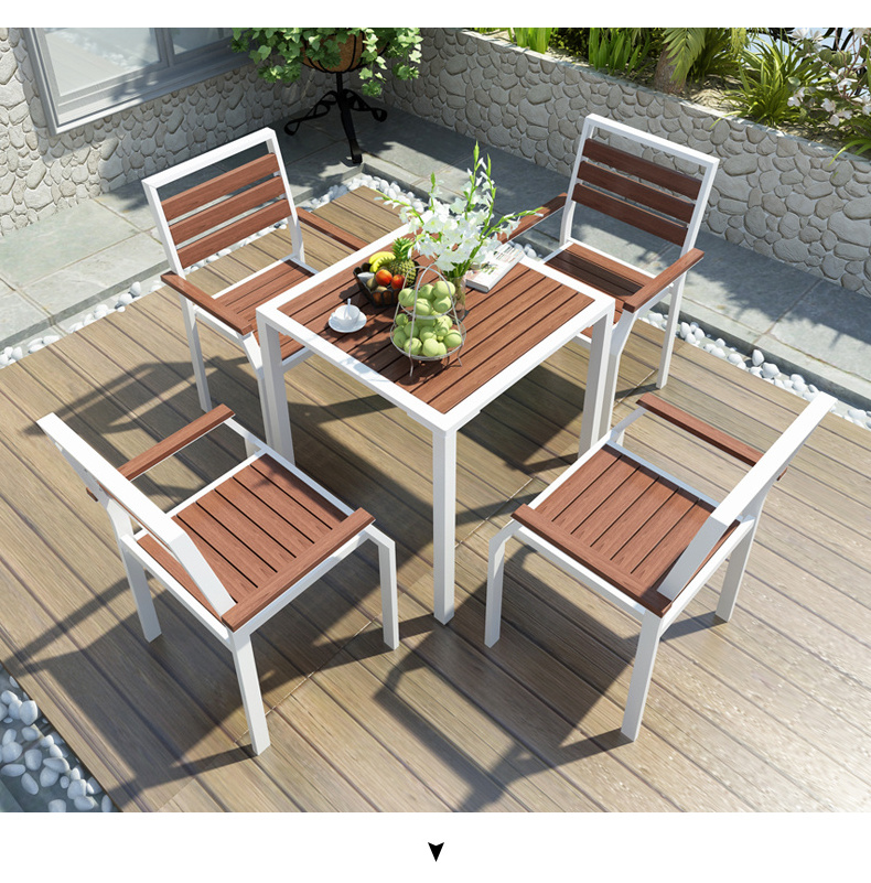 Modern luxury foldable outdoor aluminum dining outdoor stackable  dining set  outdoor metal chairs and table set with fire pit