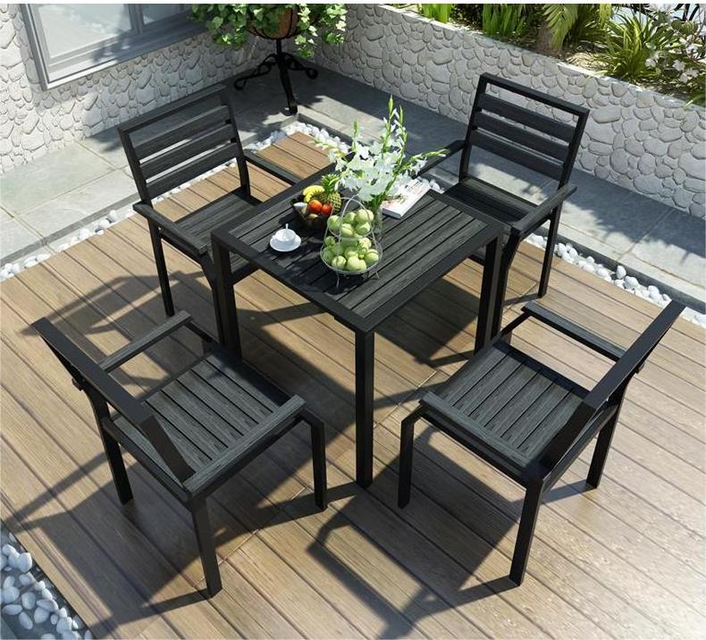 Modern luxury foldable outdoor aluminum dining outdoor stackable  dining set  outdoor metal chairs and table set with fire pit