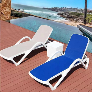 All Weather Plastic Sling Chaise Lounge Chair Adjustable Summer Sunbed  Beach Chair Folding Confort Sun Lounger with Side Table