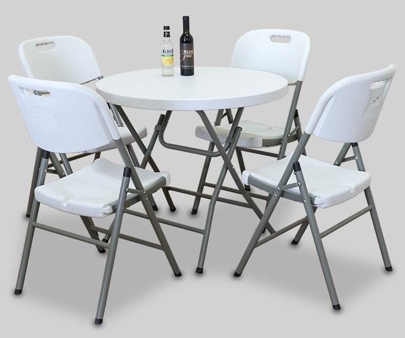 portable outdoor furniture 80cm white round plastic foldable banquet catering bbq camping picnic folding table