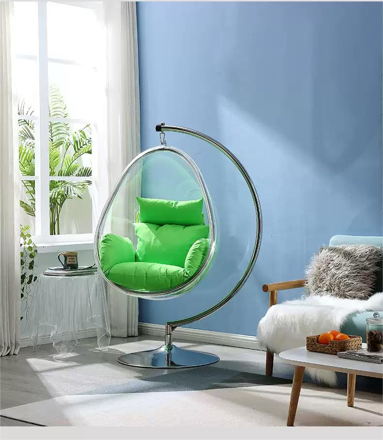 Outdoor Floor Stand Bubble Chair Living Room Garden Swing Chair Egg Shape Luxury Acrylic Hanging Chairs