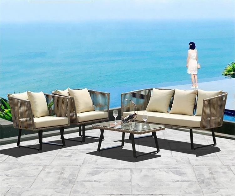 Modern outdoor lounge sectional patio L shape sofa set aluminum outdoor furniture sectional garden sofas