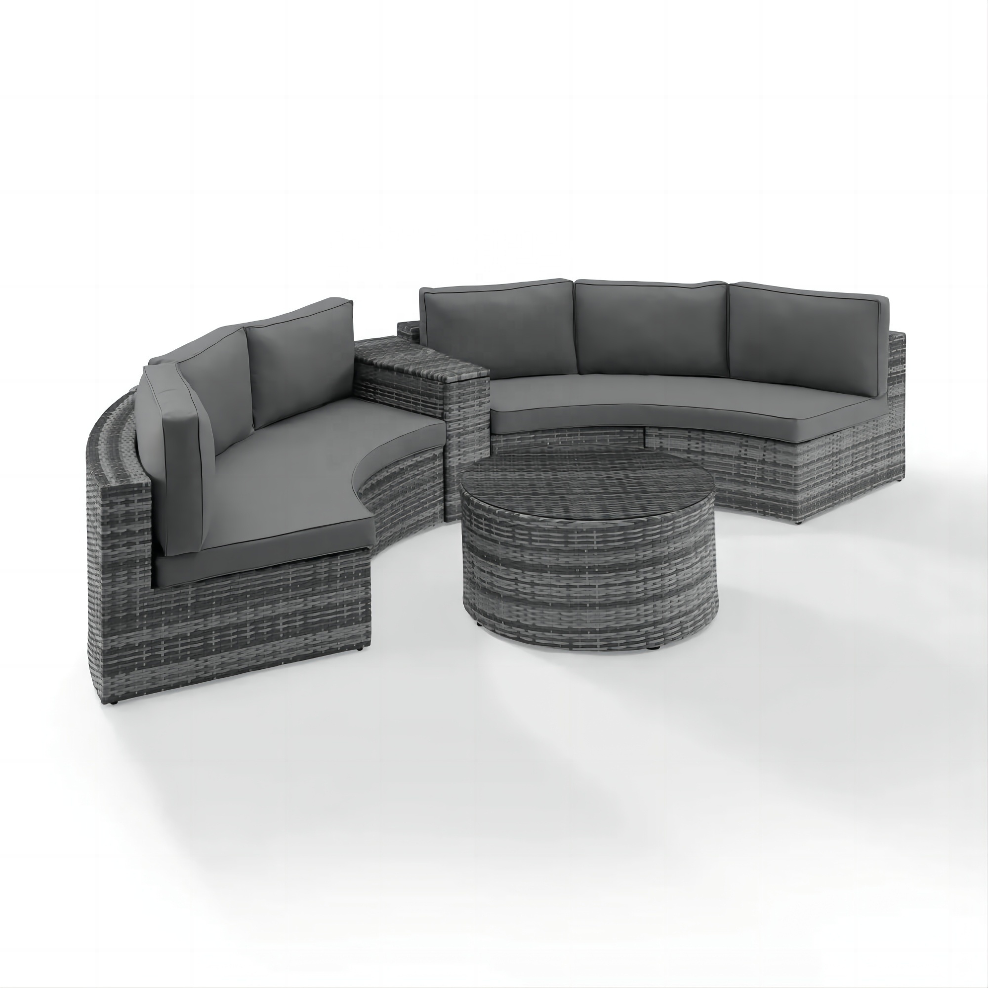 Outdoor Garden Sets Rattan Wicker Indoor Outdoor Furniture C Shape Semi Circle Patio Garden Rattan Corner Sofa Set