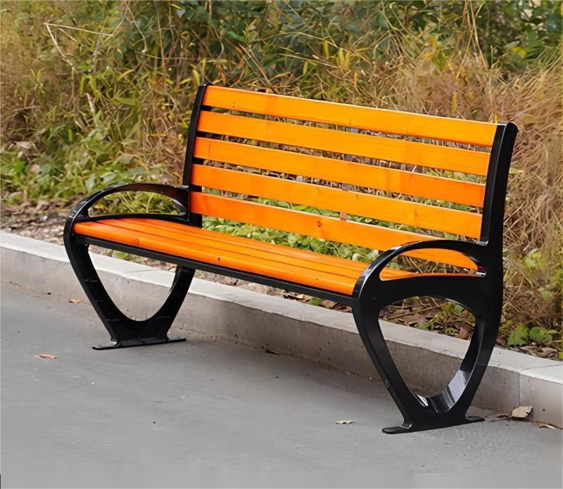 Outdoor Garden Cast Iron Bench Seat Public Park Furniture Benches Outdoor Solid Wood Bench Chair