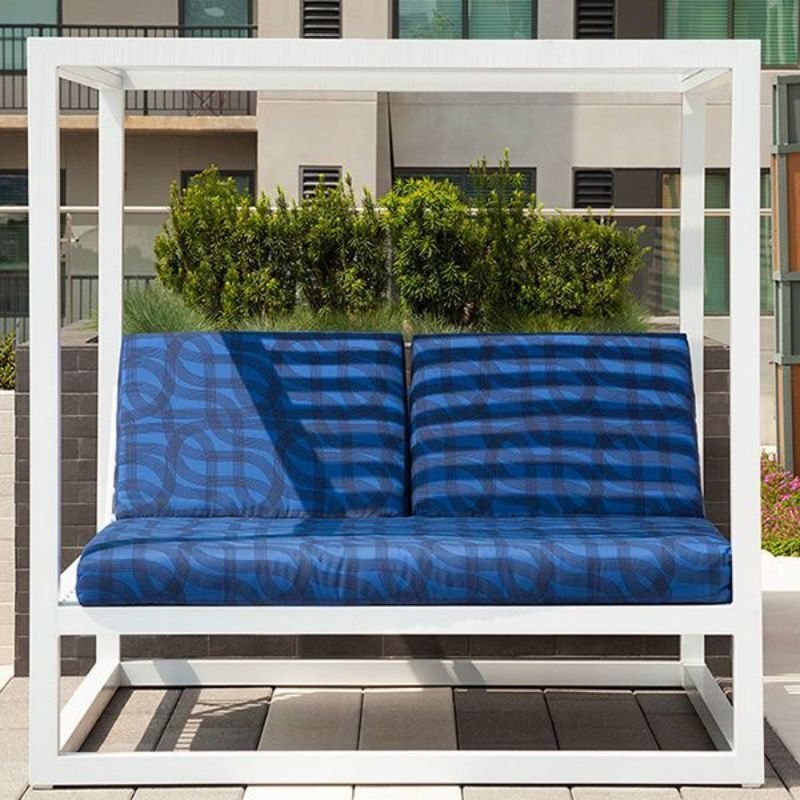 Square Garden furniture teak and aluminum luxury outdoor daybed lying outdoor cabana bed with curtains