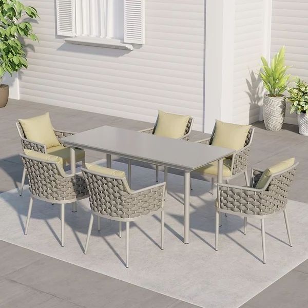 Silla De  Jardin En Aluminio  PE Rattan Wedding Chairs and  Dining Table  Patio Dining Set Aluminum Outdoor Dining Set