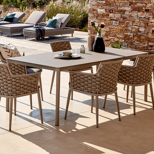 Outdoor Hotel Furniture Villa Garden Patio Table And Chair Aluminum Frame Rope Woven Outdoor Dining Table And Chairs