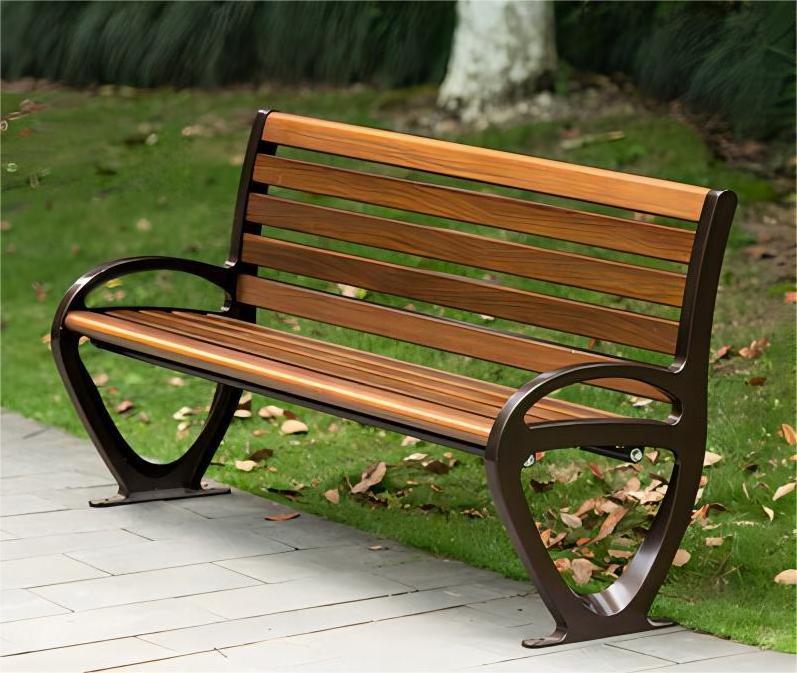 Outdoor Garden Cast Iron Bench Seat Public Park Furniture Benches Outdoor Solid Wood Bench Chair