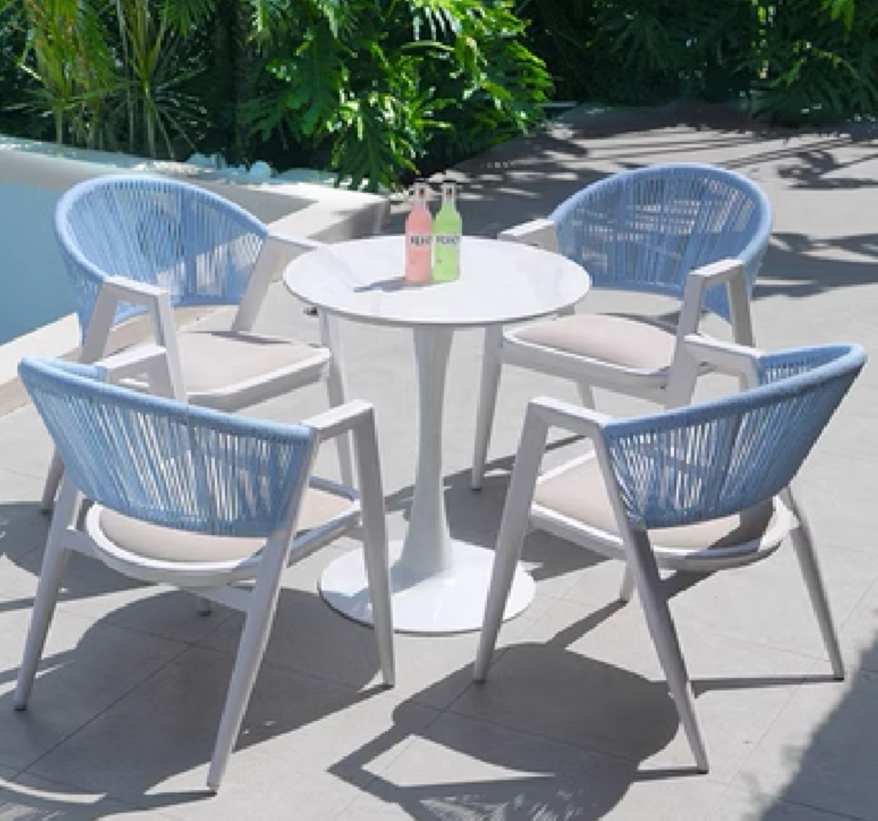 Outdoor Aluminium Metal Patio Rattan Garden Set French Bistro Chair Leisure Balcony Rattan Chair Set