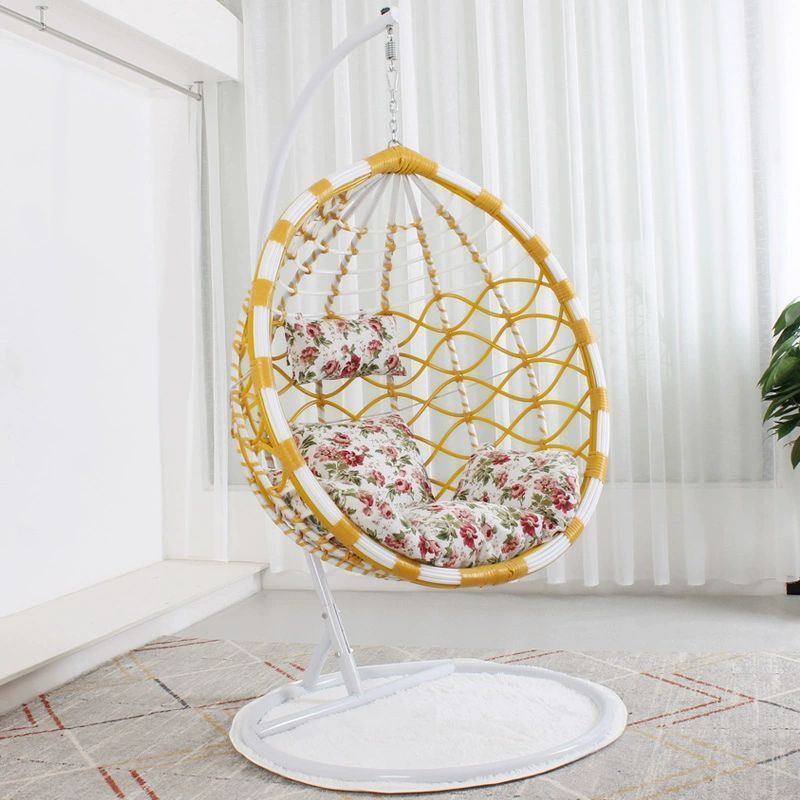 Outdoor  Furniture Patio Swings Hanging Egg Swing Chair With Metal Stand Indoor Wicker Rattan Garden Adult Bedroom