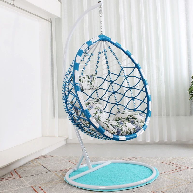 Outdoor  Furniture Patio Swings Hanging Egg Swing Chair With Metal Stand Indoor Wicker Rattan Garden Adult Bedroom