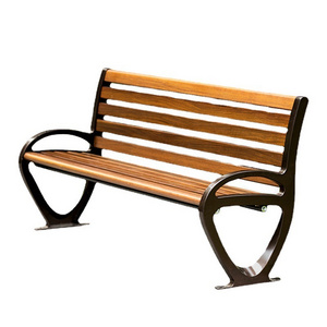 Outdoor Garden Cast Iron Bench Seat Public Park Furniture Benches Outdoor Solid Wood Bench Chair