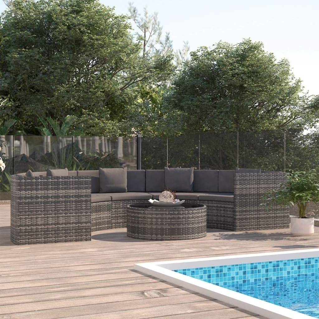 Outdoor Garden Sets Rattan Wicker Indoor Outdoor Furniture C Shape Semi Circle Patio Garden Rattan Corner Sofa Set