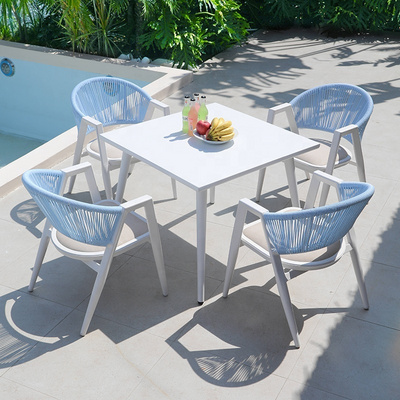 Outdoor Aluminium Metal Patio Rattan Garden Set French Bistro Chair Leisure Balcony Rattan Chair Set