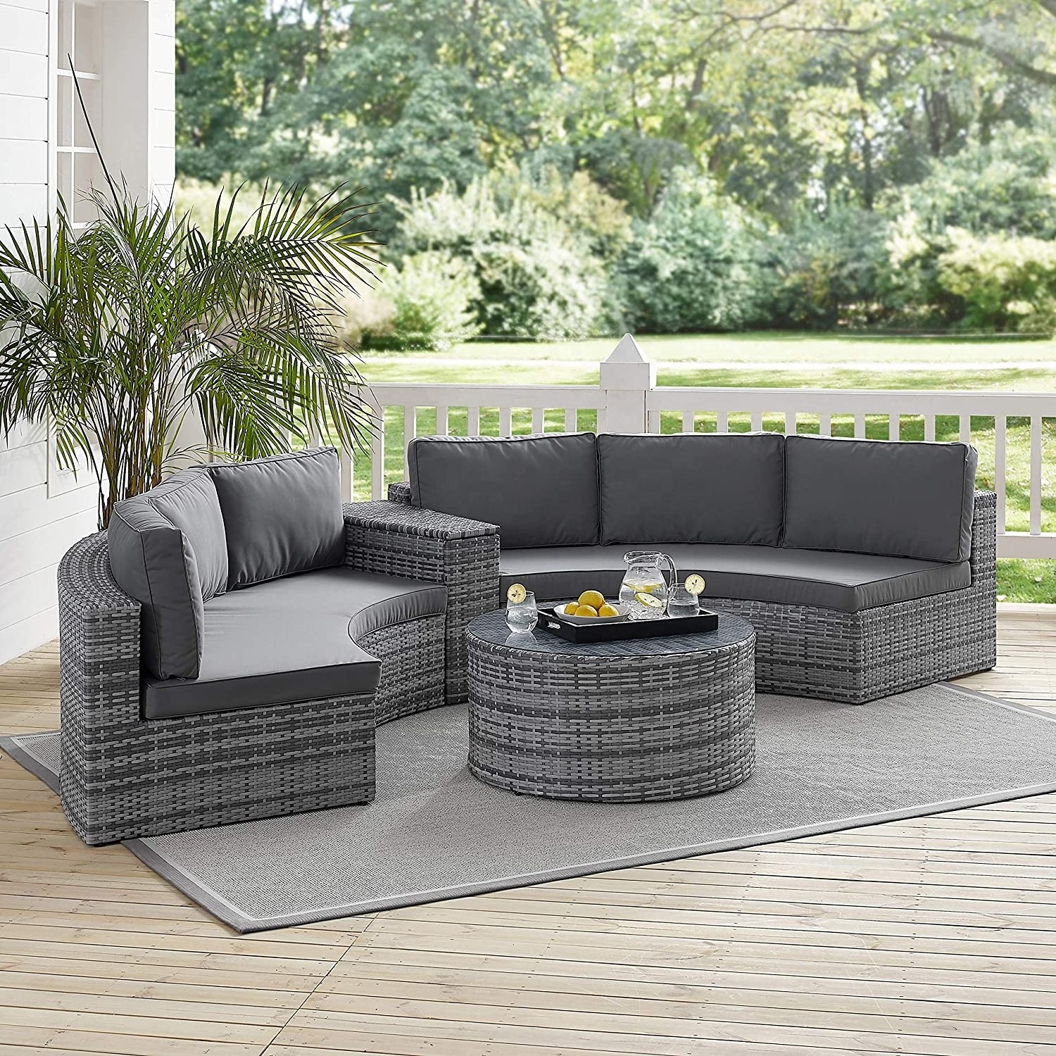 Outdoor Garden Sets Rattan Wicker Indoor Outdoor Furniture C Shape Semi Circle Patio Garden Rattan Corner Sofa Set