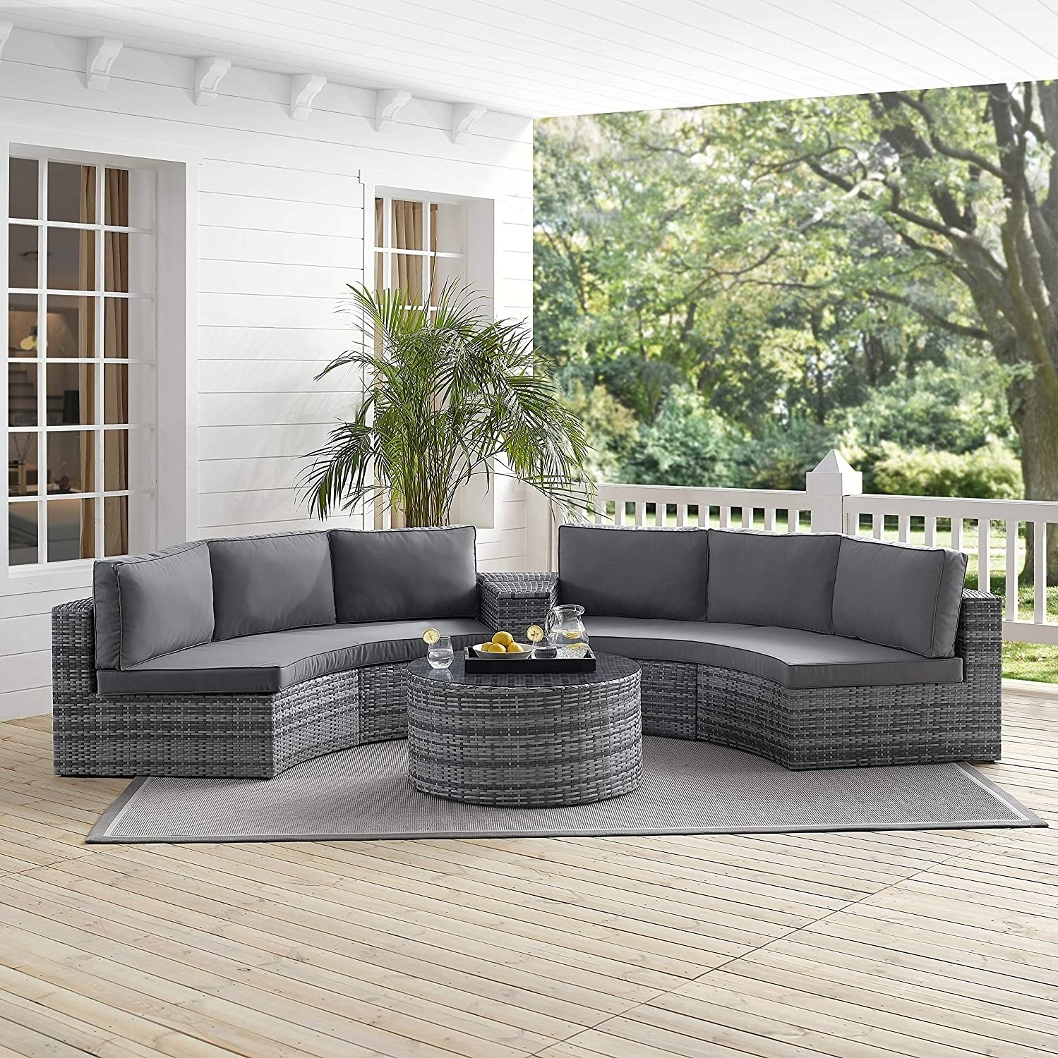 Outdoor Garden Sets Rattan Wicker Indoor Outdoor Furniture C Shape Semi Circle Patio Garden Rattan Corner Sofa Set