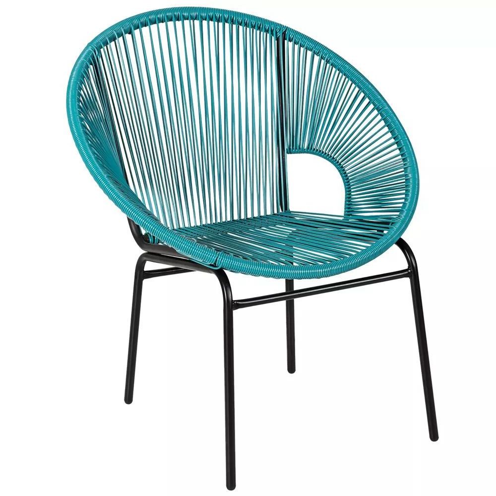 All Weather Sun Chair Indoor Outdoor Oval Acapulco Chair Weave Lounge Patio Garden Rattan Chair