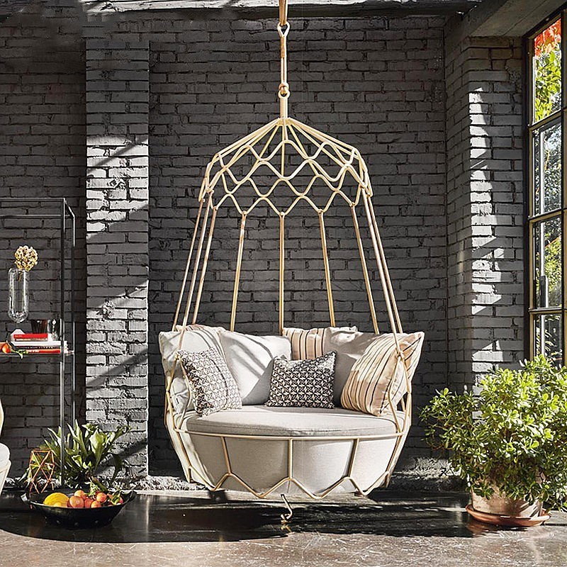 Outdoor Furniture Garden Patio Swings Leisure Metal Hanging Swing Chair Balcony Poolside Aluminum Swing Chair