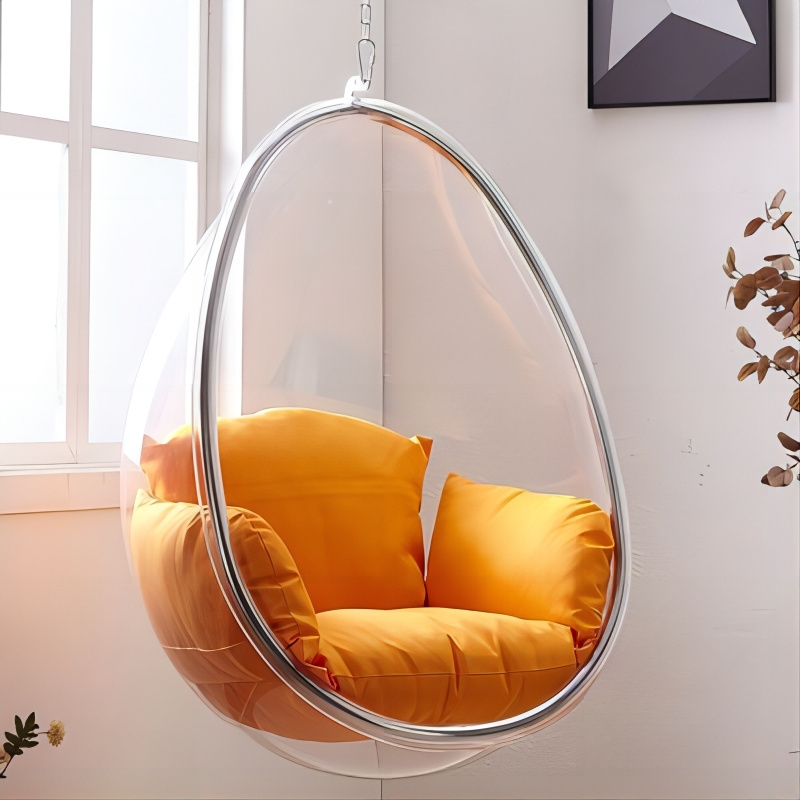 Stainless Steel Bubble Chair Space Chair Glass Swing Rocking Chair Outdoor Balcony Acrylic Hanging Basket