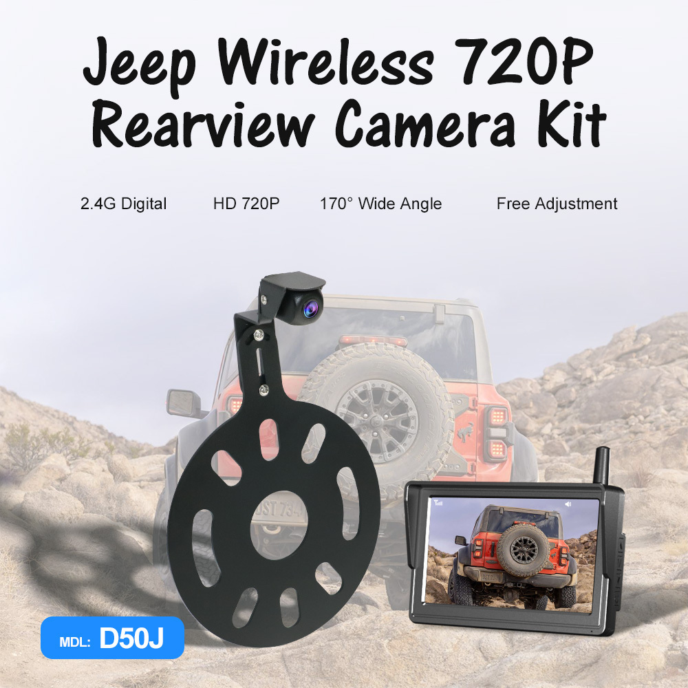 5 Inch 2.4G Digital Wireless Backup Camera 720P Car Reverse Rear View Spare Tire Mount Camera Backup Camera for Jeep