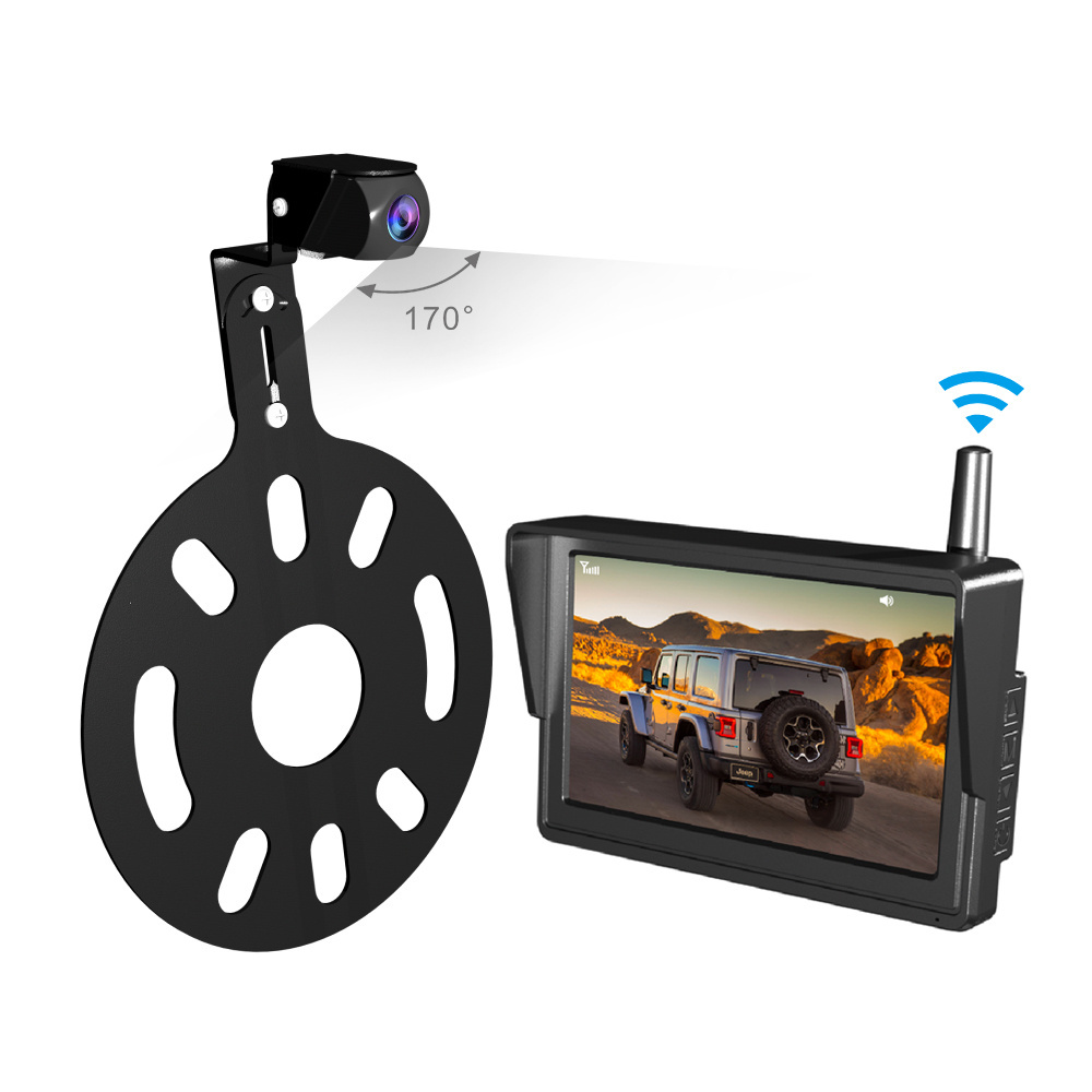 5 Inch 2.4G Digital Wireless Backup Camera 720P Car Reverse Rear View Spare Tire Mount Camera Backup Camera for Jeep