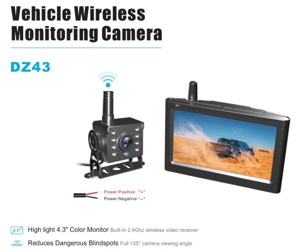 Waterproof Night Vision Wireless Rear View Back up Camera System + 4.3