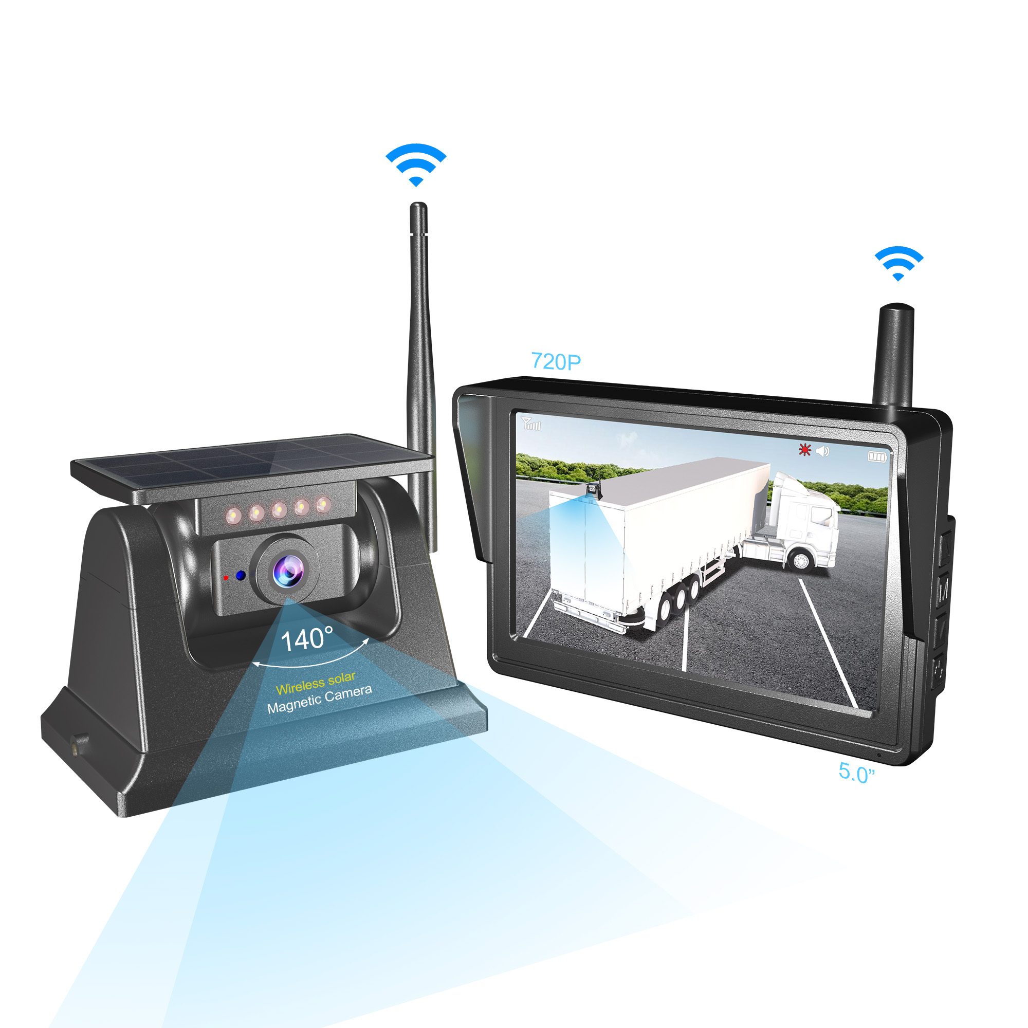 DIY Magnetic and Bracket Mounting Solar Wireless Magnetic Rear View Reverse Backup Camera Monitor System