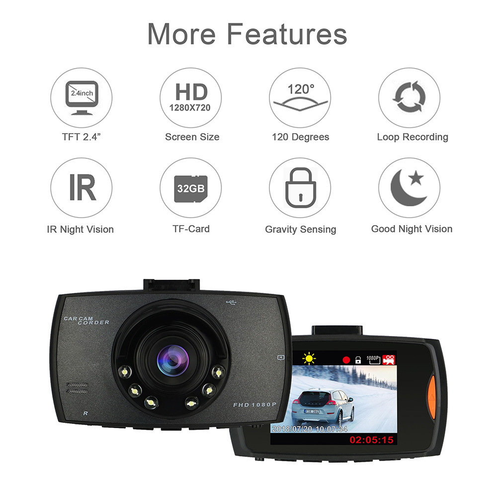 Lowest price 2.4inch car vehicle camera CG-33 blackbox DVR video recorder HD 720P night vision car driving dash camera recorder