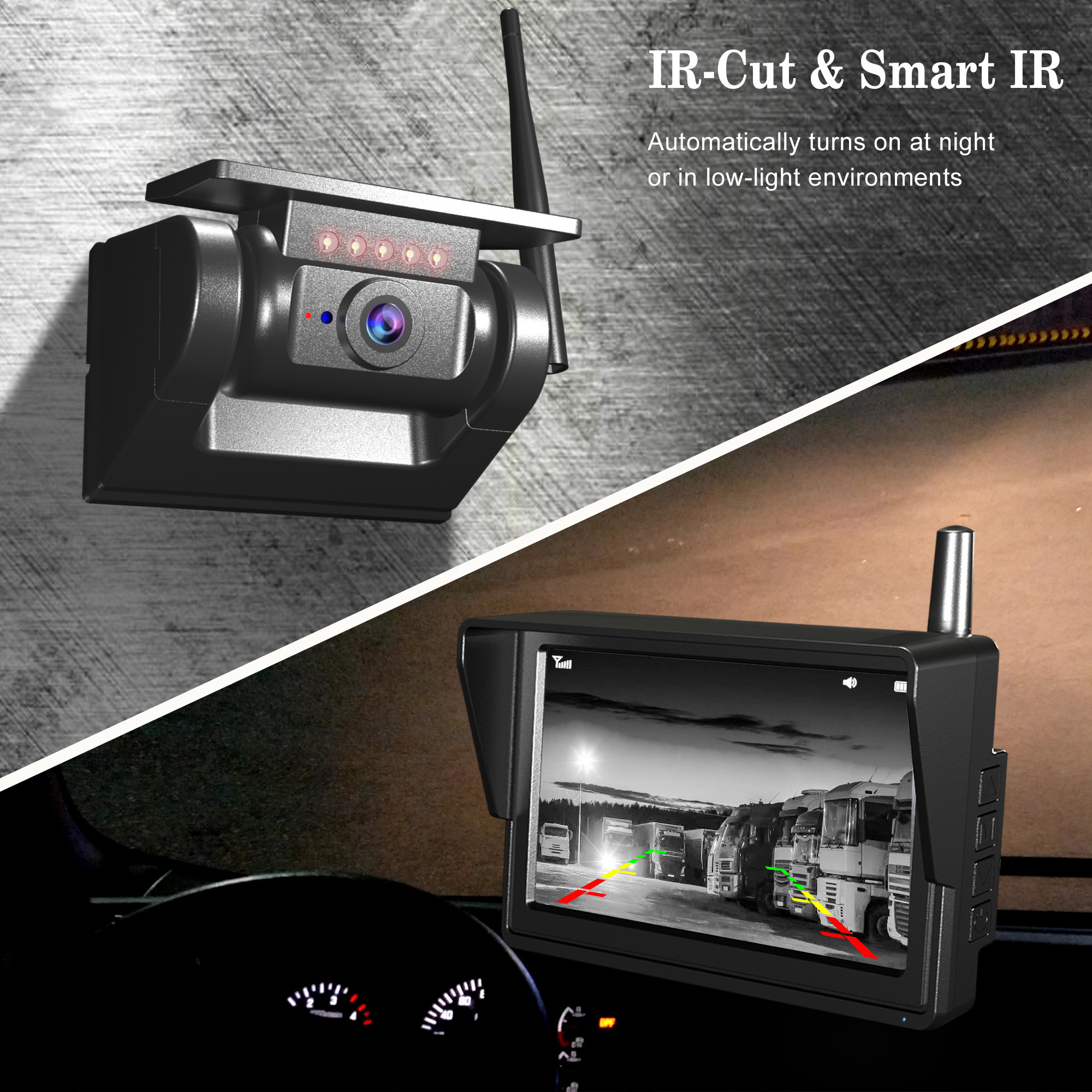 DIY Magnetic and Bracket Mounting Solar Wireless Magnetic Rear View Reverse Backup Camera Monitor System