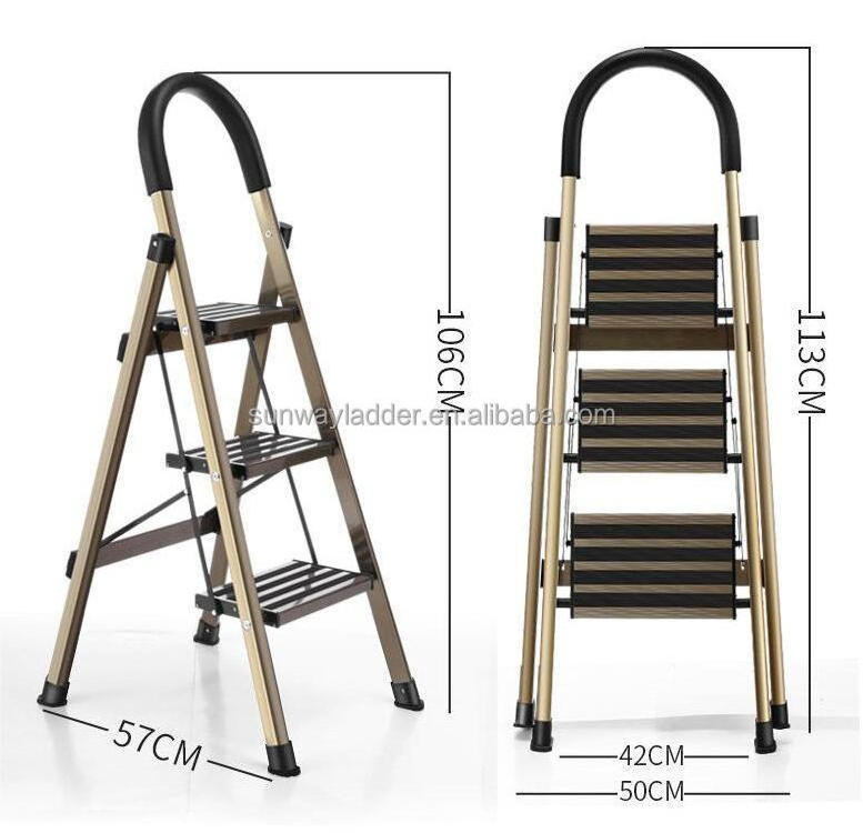 Portable Folding Step Ladder safety Multi-use  Household aluminum ladder