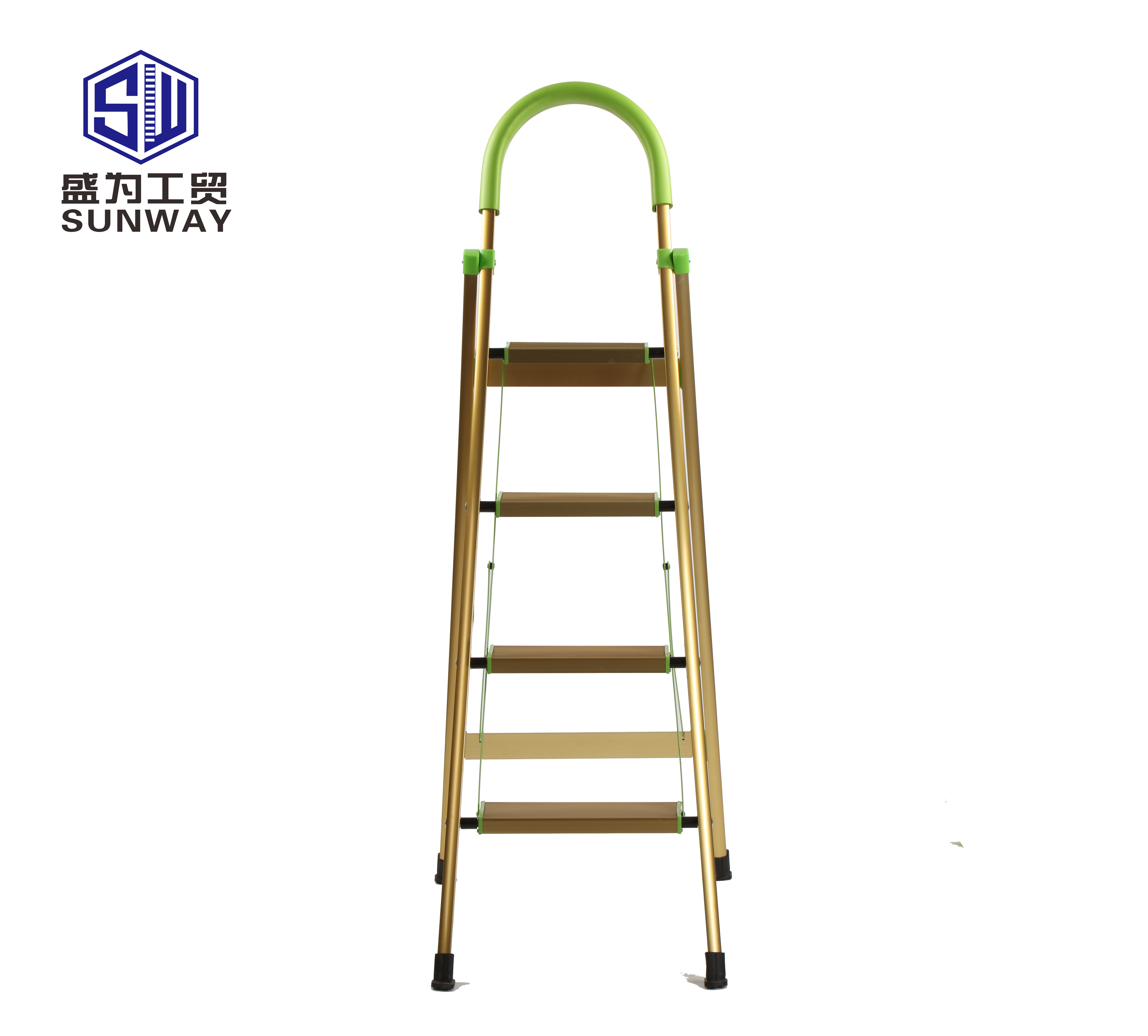 Aluminum Household Ladders Golden Handrail 4 Steps Folding Ladder For Home Use