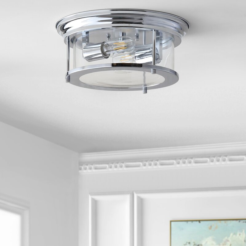 Modern Industrial Seeded Glass Flush Mount Ceiling Light Fixture For Kitchen Hallway