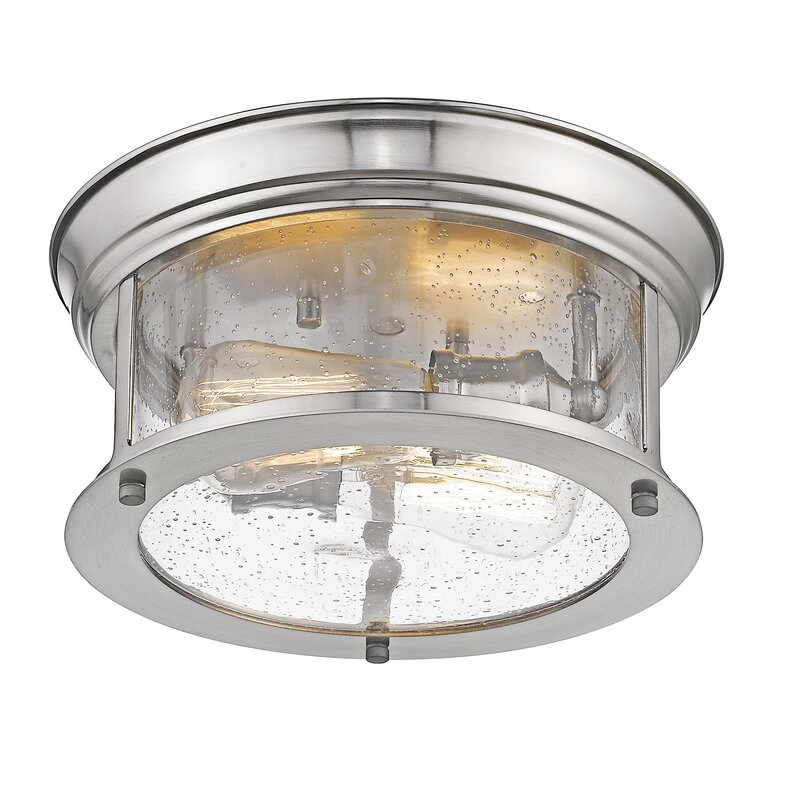 Modern Industrial Seeded Glass Flush Mount Ceiling Light Fixture For Kitchen Hallway