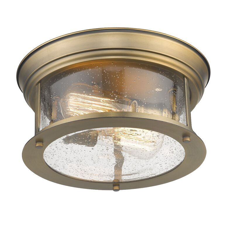 Modern Industrial Seeded Glass Flush Mount Ceiling Light Fixture For Kitchen Hallway