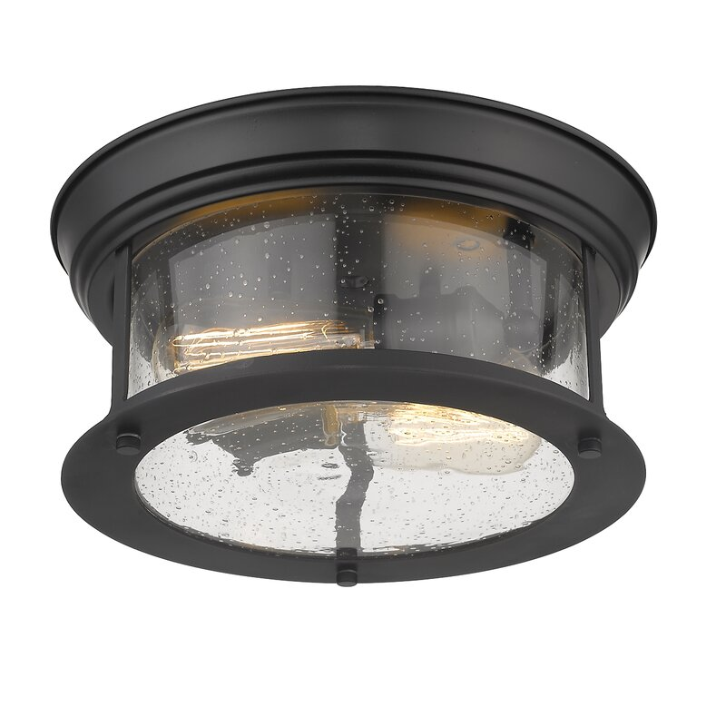 Modern Industrial Seeded Glass Flush Mount Ceiling Light Fixture For Kitchen Hallway