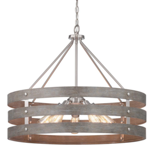 Nordic Rustic 5-Light Geometric Mesh Caged Pendant Ceiling Semi-Flush Mount For Living Dining Room Kitchen