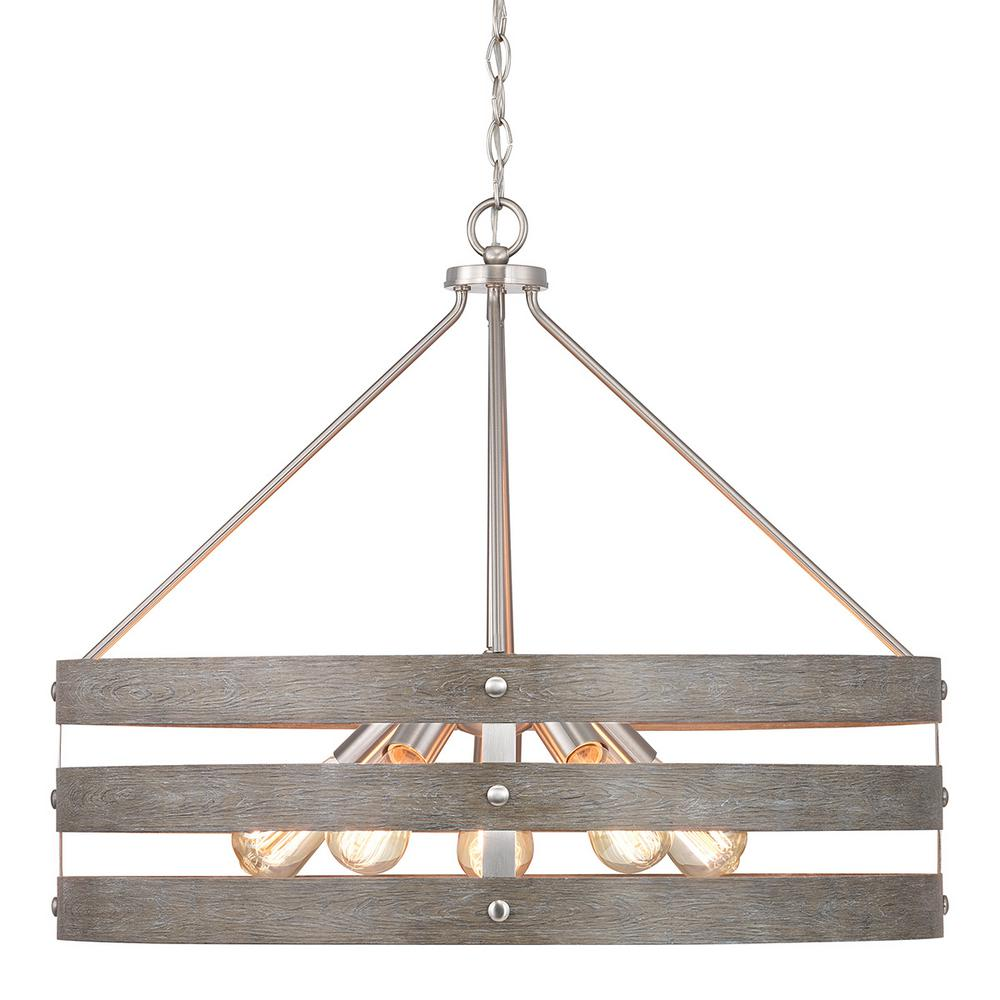 Nordic Rustic 5-Light Geometric Mesh Caged Pendant Ceiling Semi-Flush Mount For Living Dining Room Kitchen