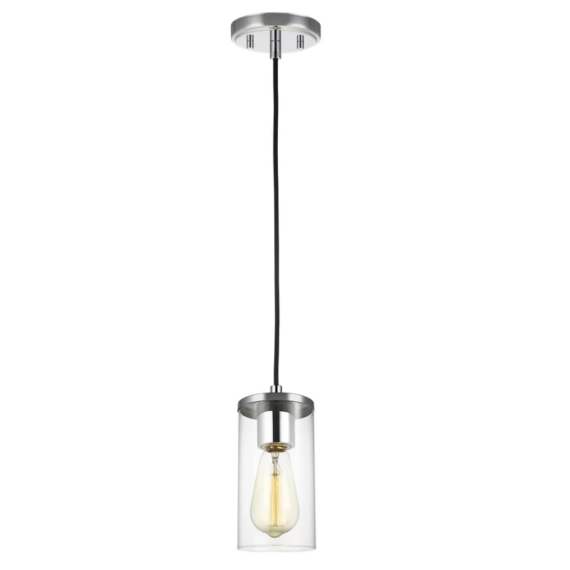 Minimalist Brighten 1-Light Artful Single Cylinder Pendant Light Clear Glass Shades Chandelier Ceiling Fixture for Living Room