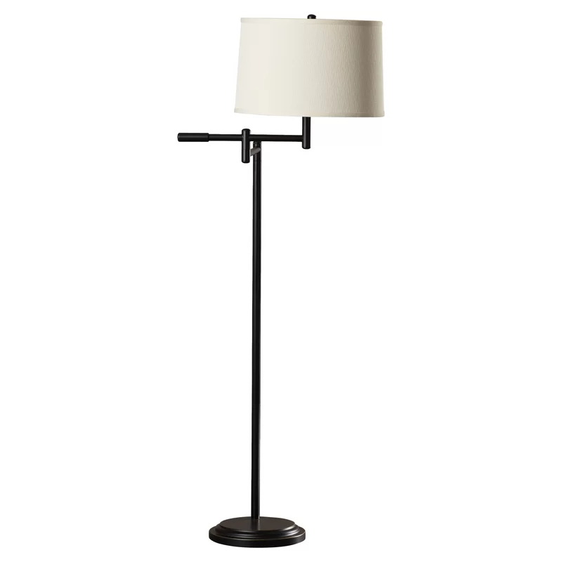 Modern Designer 1-Light Swing Arm Floor Lamp with Drum Shades Floor Fixture for Bedroom Living Room