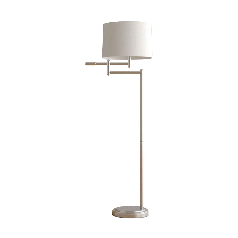 Modern Designer 1-Light Swing Arm Floor Lamp with Drum Shades Floor Fixture for Bedroom Living Room