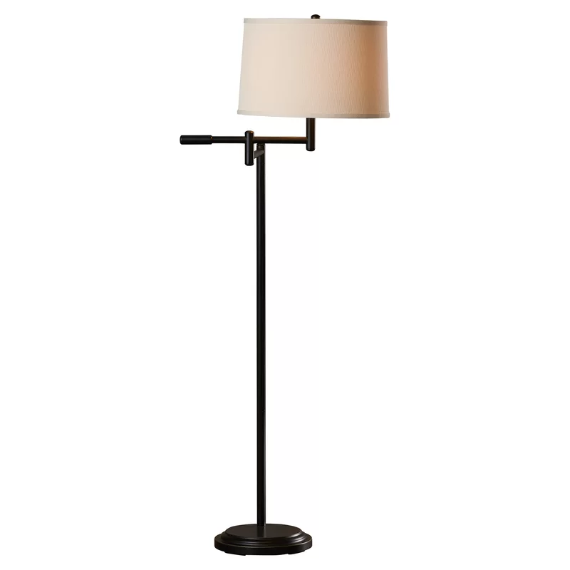 Modern Designer 1-Light Swing Arm Floor Lamp with Drum Shades Floor Fixture for Bedroom Living Room