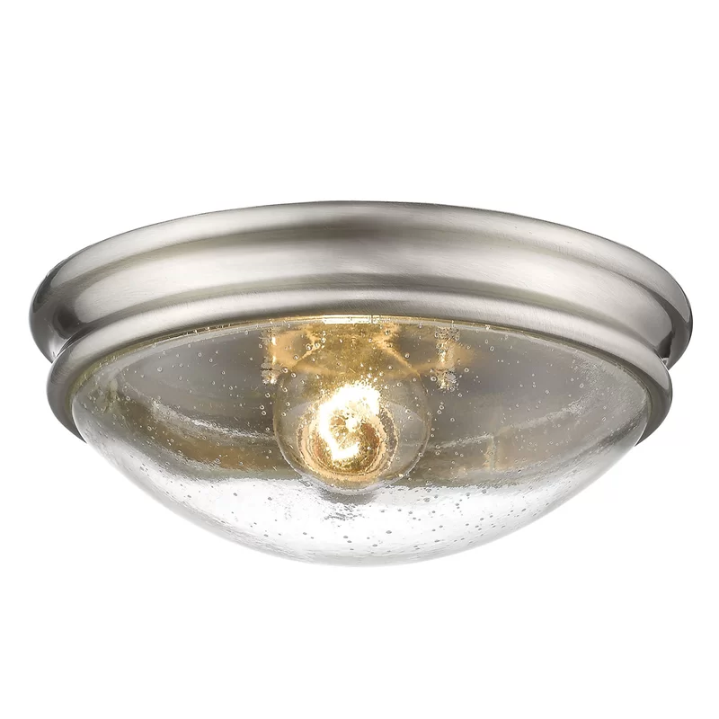 American Style 1-Light Simple Circle Flush Mount With Seeded Glass Shades Ceiling Fixture For Aisle Hallway