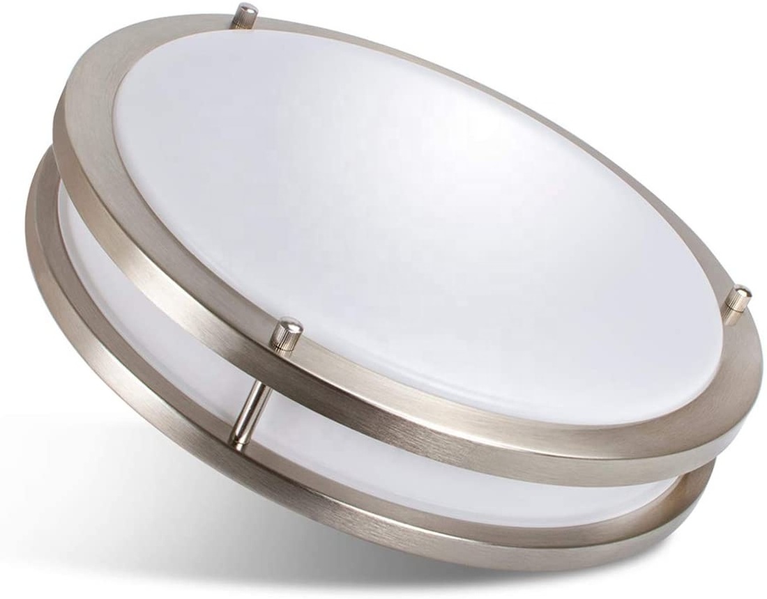 Simple Circle Drum Brushed Nickel LED Flush Mount Ceiling Light