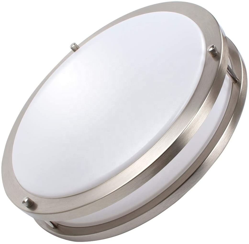 Simple Circle Drum Brushed Nickel LED Flush Mount Ceiling Light